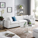 Crux Down Filled Overstuffed 3 Piece Sectional Sofa, White