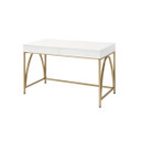 Bancor 2 Drawer Desk, Metal Legs In White And Gold