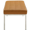 Loft Tufted Large Vegan Leather Bench, Tan