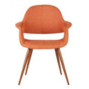 Phoebe Mid-Century Dining Chair in Walnut Finish and Orange Fabric