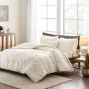 Giselle 4 Piece Tufted Seersucker Queen Comforter Set, Ivory