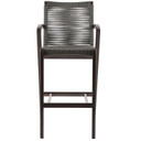 Brielle 30" Outdoor Dark Eucalyptus Wood and Grey Rope Bar Stool