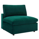 Crux Down Filled Overstuffed 4 Piece Sectional Sofa, Green Velvet