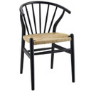 Danish Spindle Wood Dining Side Chair, Black