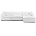 Crux Down Filled Overstuffed 4 Piece Sectional Sofa, White