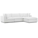 Crux Down Filled Overstuffed 4 Piece Sectional Sofa, White