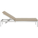 Shore Outdoor Patio Aluminum Chaise With Cushions, Beige