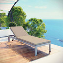 Shore Outdoor Patio Aluminum Chaise With Cushions, Beige