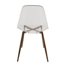 Clearma Mid-Century Modern Dining Chair Walnut, Clear, Set of 2