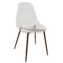 Clearma Mid-Century Modern Dining Chair Walnut, Clear, Set of 2