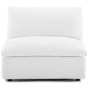 Crux Down Filled Overstuffed Armless Chair, White