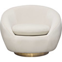 Cozy Swivel Chair, Light Cream Velvet, Brushed Gold Accent