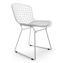 Wire Side Chair, White, White Leather