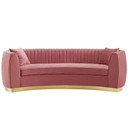 Shasta Vertical Channel Curved Velvet Sofa, Rose