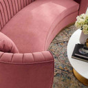 Shasta Vertical Channel Curved Velvet Sofa, Rose