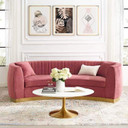 Shasta Vertical Channel Curved Velvet Sofa, Rose