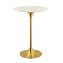 Pedestal Design 28” Artificial Marble Bar Table Gold