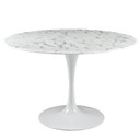 Pedestal Design 47” Round Artificial Marble Dining Table