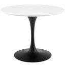 Pedestal Design 40” Round Wood Top Dining Table, Black White