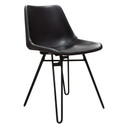 Camron Dining Chair, Black Leather, Black Hairpin Leg