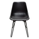 Camron Dining Chair, Black Leather, Black Hairpin Leg