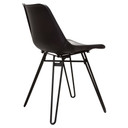 Camron Dining Chair, Black Leather, Black Hairpin Leg