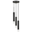 Hexor Metal Frame 3 LED Pendant With Glass Diffuser, Black