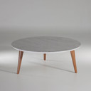 Liz Coffee Table Gloss Grey Marble Paint, Wood Legs