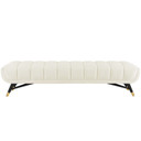 Adept Upholstered Velvet Bench, Ivory