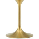 Pedestal Design 42" Oval Black Artificial Marble Dining Table, Brushed Gold