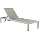 Shore Outdoor Patio Aluminum Rattan Chaise, Silver Gray