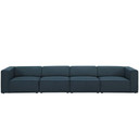 Mingle 4 Piece Upholstered Fabric Sectional Sofa Set, Blue 1