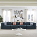 Mingle 4 Piece Upholstered Fabric Sectional Sofa Set, Blue 1
