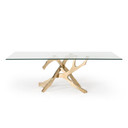 Branching Modern Glass & Gold Dining Table