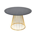 Karla Dining Table Black & Gold, Round Faux Marble