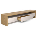 Stallone 3 Drawer TV Stand Natural Wood, Off White, 85"