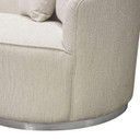 Raven Curved Sofa in Light Cream Fabric and Brushed Silver