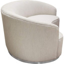 Raven Curved Sofa in Light Cream Fabric and Brushed Silver