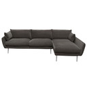 Vantage RF 2PC Sectional in Iron Grey Fabric w/ Brushed Metal Legs