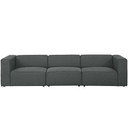 Mingle 3 Piece Upholstered Fabric Sectional Sofa Set, Gray