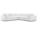 Crux Down Filled Overstuffed 5 Piece Arm Sectional Sofa, White