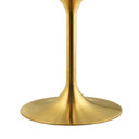 Pedestal Design 40" Artificial Marble Dining Table, Gold