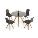 Pacer Dining Table Black Top, Walnut Legs