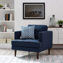 Agile Upholstered Fabric Armchair, Blue