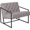 Elliot Leather Tufted Lounge Chair, Retro Grey