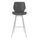 Zurich 26" Counter Height Metal Barstool in Vintage Gray Faux Leather with Brushed Stainless Steel