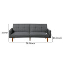 Atomic Convertible Sofa, Square Tufted Back, Light Gray