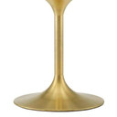 Pedestal Design 54" Oval Black Artificial Marble Dining Table, Brushed Gold