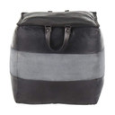 Cobbler Pouf Black Leather, Gray Canvas