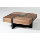 Makai Modern Walnut and Black Square Coffee Table